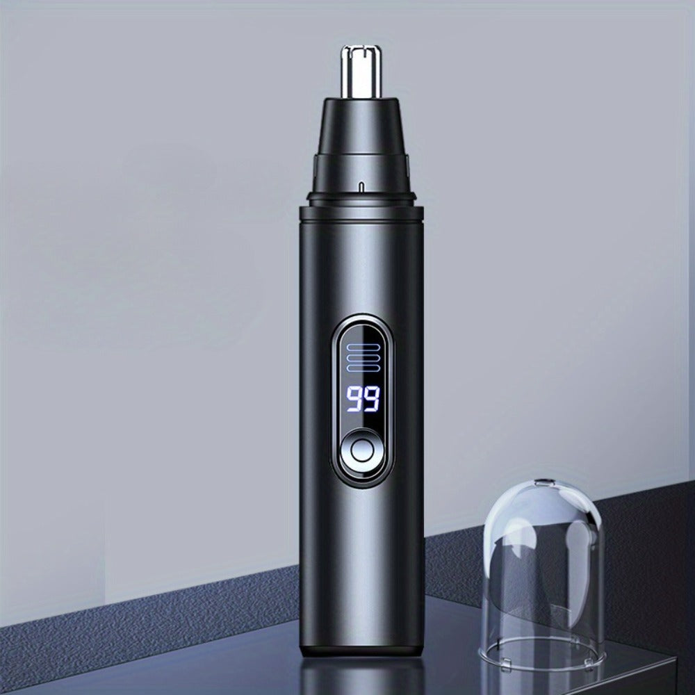 Nose Hair Trimmer Electric Painless 3-in-1 USB Rechargeable with LED Display – Trims Nose Ear Hair Eyebrows Waterproof Grooming Device