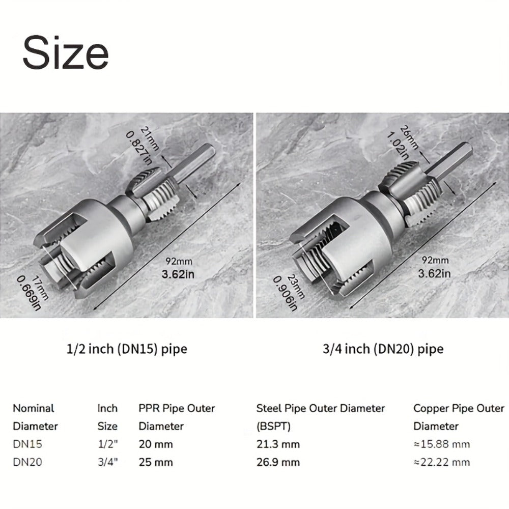 Pipe Thread Cutting Tool, High-Speed Steel Electric Drill Compatible PVC & Steel Pipe Threader
