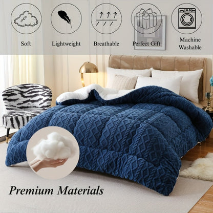 Sherpa Comforter Double-Sided Plush Taffeta, Extra Thick 500GSM Warm Fluffy Comforter for Autumn & Winter – Soft Cozy Bedding for Twin XL