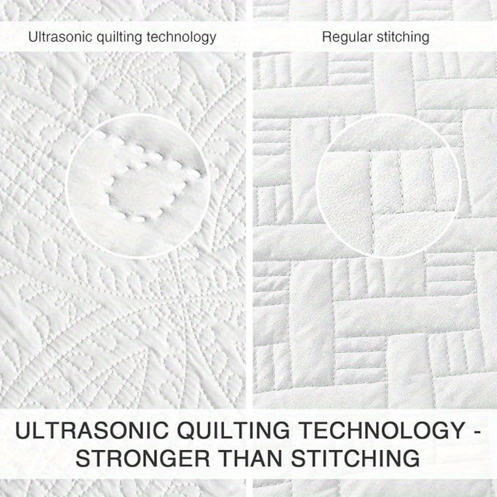 Quilt Set 3 Piece Lightweight Microfiber Bedspread with Pillow Shams – Coin Pattern Coverlet All Season Soft Bed Quilt Full Queen King