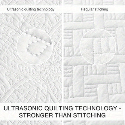 Quilt Set 3 Piece Lightweight Microfiber Bedspread with Pillow Shams – Coin Pattern Coverlet All Season Soft Bed Quilt Full Queen King