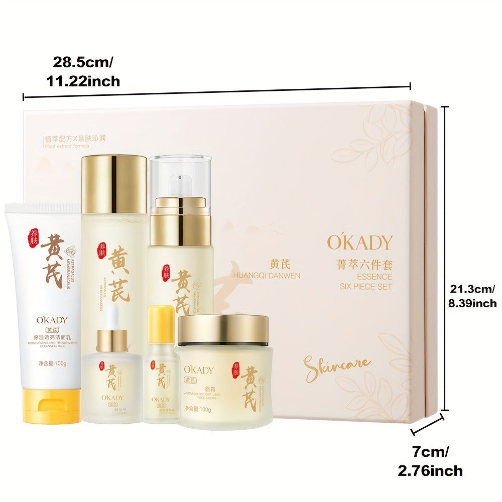 Astragalus Skincare Set 6pcs Antioxidant, Face Cream Essence Cleanser Toner Eye Cream Sleep Mask