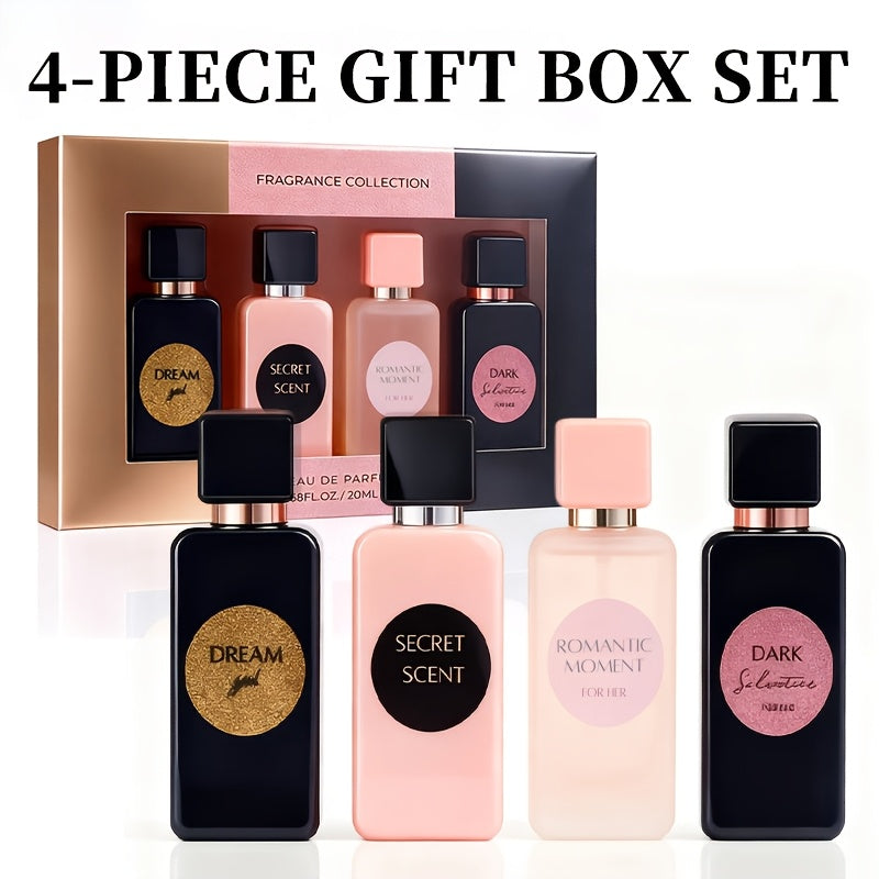 Perfume Gift Set Aroma Allure Four 20ml Eau de Parfum Sprays in Black Rose Windowed Box for Women