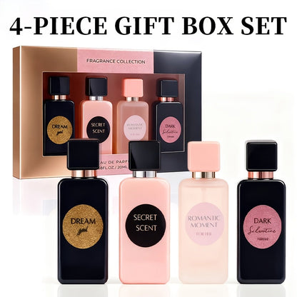Perfume Gift Set Aroma Allure Four 20ml Eau de Parfum Sprays in Black Rose Windowed Box for Women