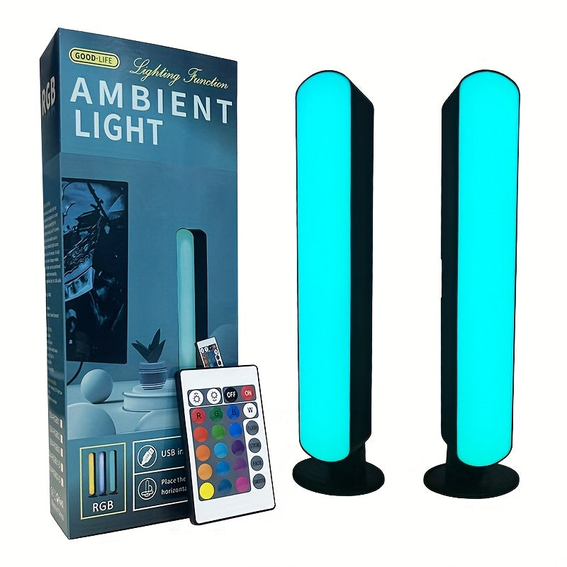 RGB LED Geometric Table Lamp with Remote Control – USB Powered Color-Changing Mood Light, Polished Metal End