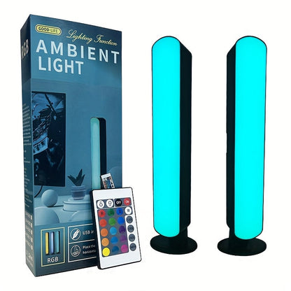 RGB LED Geometric Table Lamp with Remote Control – USB Powered Color-Changing Mood Light, Polished Metal End