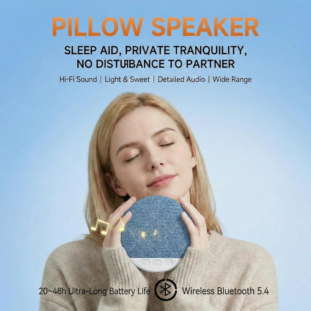Ultra Slim Under Pillow Sleep Speaker with White Noise, Bluetooth 5.4 Pillow Headphones for Side Sleepers