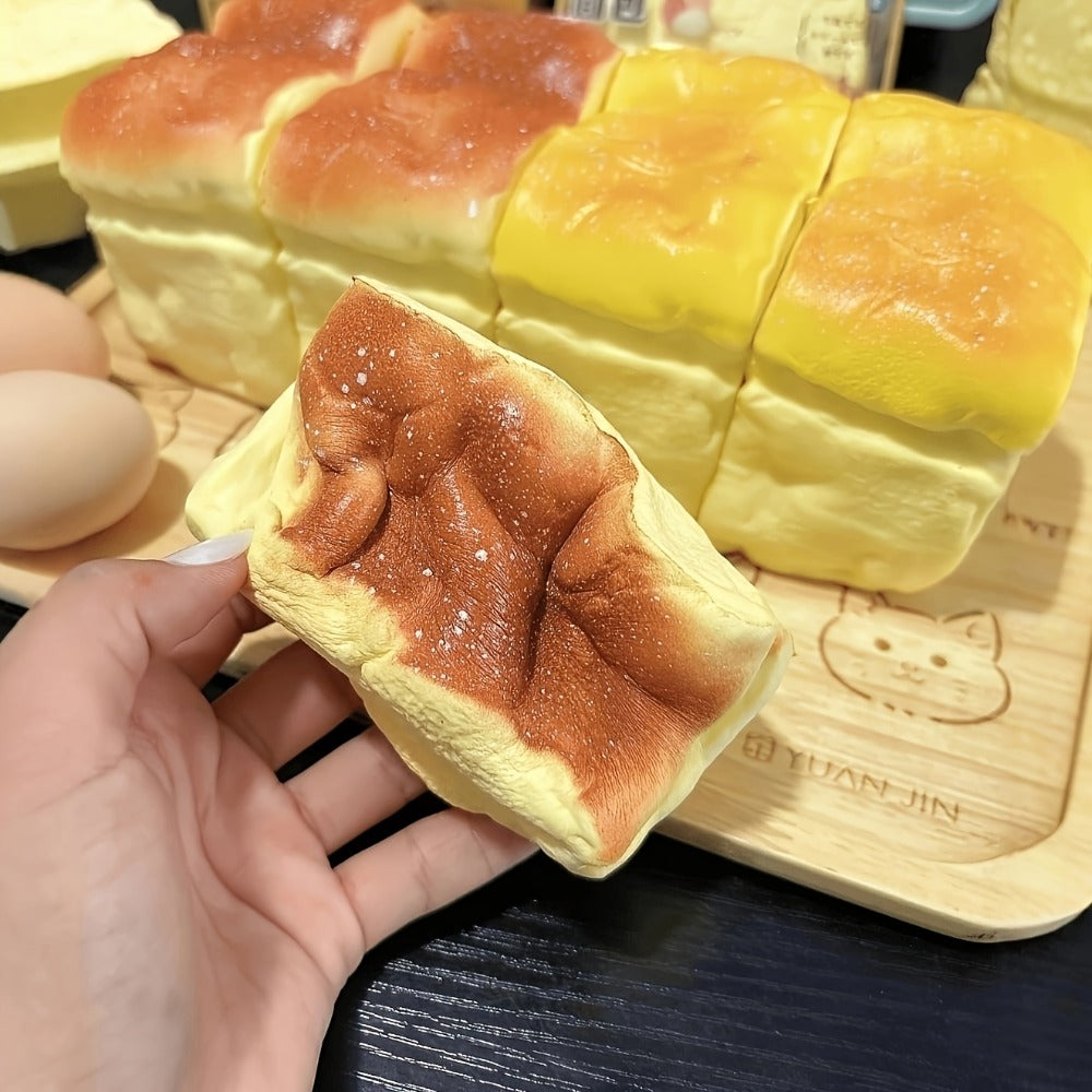 Squishy Bread and Butter Squeeze Toy Set 2pcs, Slow Rising Custard Bread Squishies with Creamy Scent