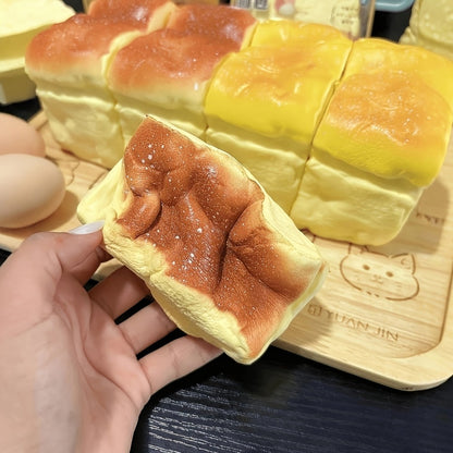 Squishy Bread and Butter Squeeze Toy Set 2pcs, Slow Rising Custard Bread Squishies with Creamy Scent