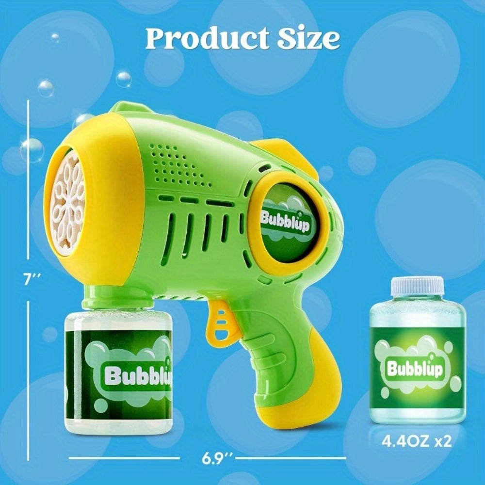 LED Light Up Bubble Gun 2 Pack with 4 Bottles Solution, 10-Hole Bubble Shooter 10000+ Bubbles Per Minute for Kids Adults