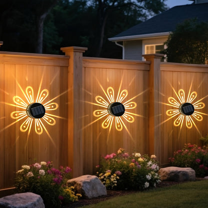 Two-Piece Solar Flower Projection Wall Light Set with Multicolor or Warm White Illumination