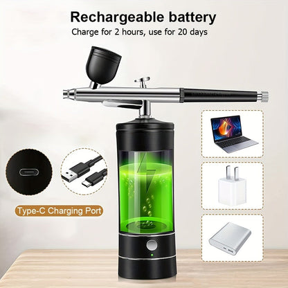 Rechargeable Airbrush and Compressor Kit with Black or Pink Two-Speed Pump, Two Paint Pots and Cleaning Brushes