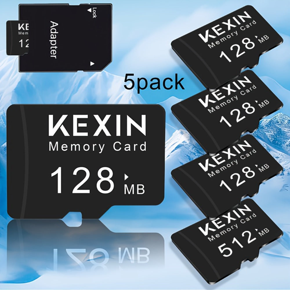 5-Pack SD Card 128MB 512MB KEXIN – Class 4 TF Flash Memory Cards for Phone Camera Tablet Laptop Car Audio Game Console
