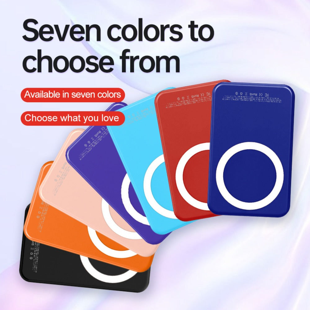 Power Bank Magnetic 5000mAh Mini with Wireless Charging, PD, QC3.0 and Eight Colors for Travel