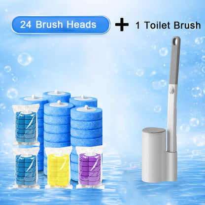 Disposable Toilet Brush Set with Replacement Brush Heads Wall Mounted or Floor Standing for Entryways, Bedrooms and Living Spaces