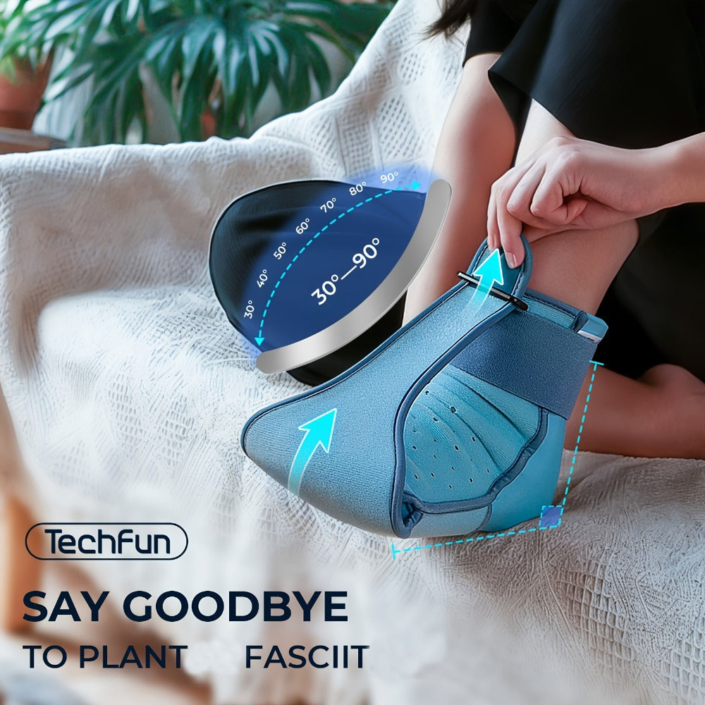 Plantar Fasciitis Night Splint with Detachable Gel Ice Pack, Breathable Foot Drop Brace for Heel Pain