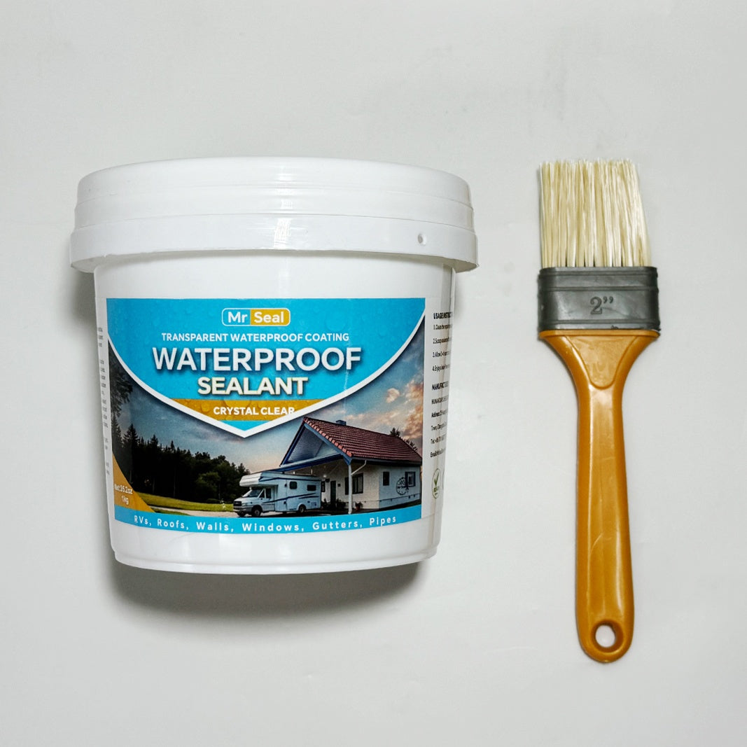 Clear Waterproof Sealant 1000g – Transparent Adhesive for Roof, RV, Wall, Pipe & Tile Leak Repair, Indoor & Outdoor, Includes Brush