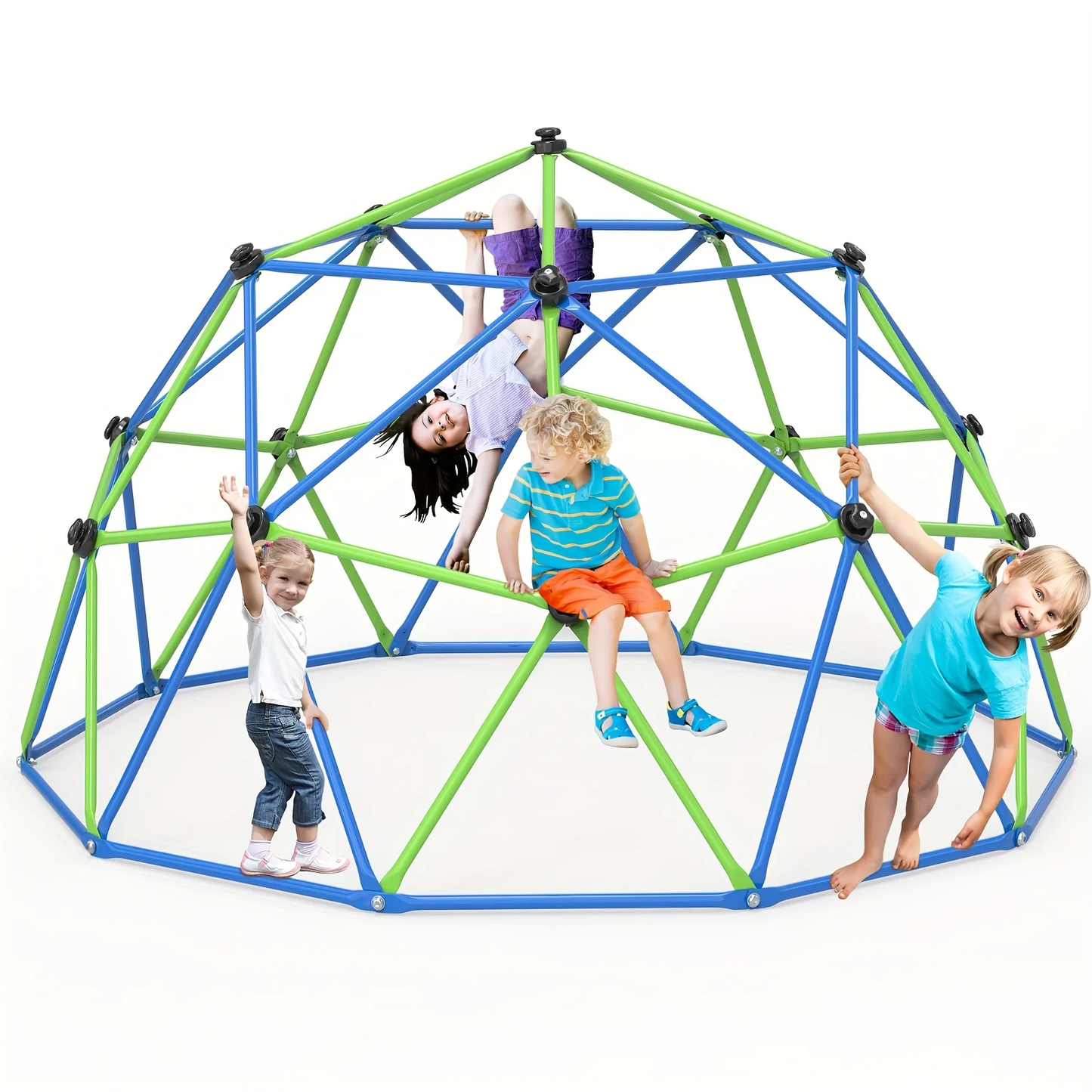 10FT Kids Climbing Dome with Hammock Swing Disc Swing Backyard Jungle Gym Steel Frame Outdoor Play Equipment 1000 LBS Capacity Gift for Boys