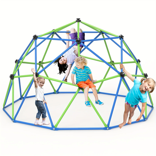 10FT Kids Climbing Dome with Hammock Swing Disc Swing Backyard Jungle Gym Steel Frame Outdoor Play Equipment 1000 LBS Capacity Gift for Boys
