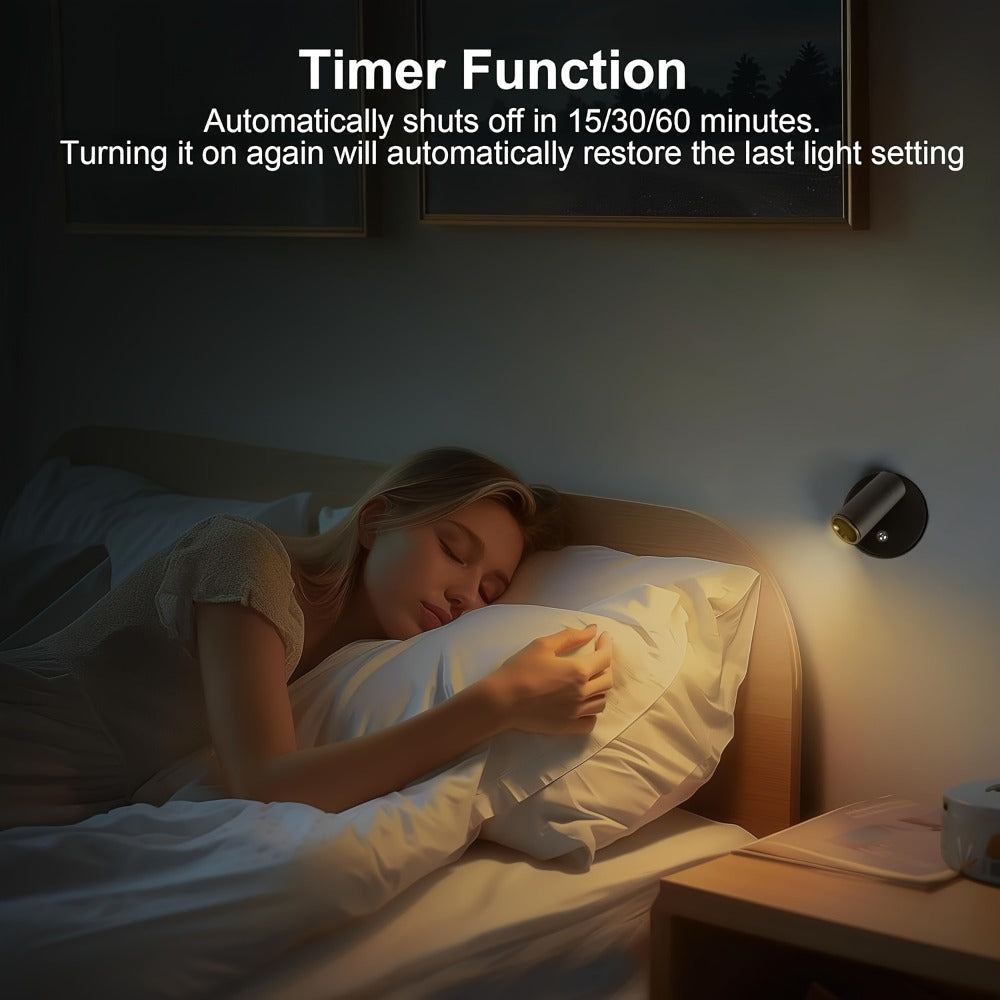 Rechargeable Indoor Spotlight LED, 3-Color Dimmable with Remote & Timer, 350° Adjustable, 2500mAh Battery