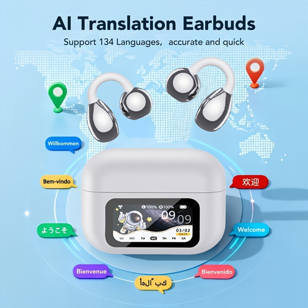 PAVUN AI Translation Headphones with HD LCD Screen, 150+ Languages Bluetooth 6.0 Wireless 8H Battery