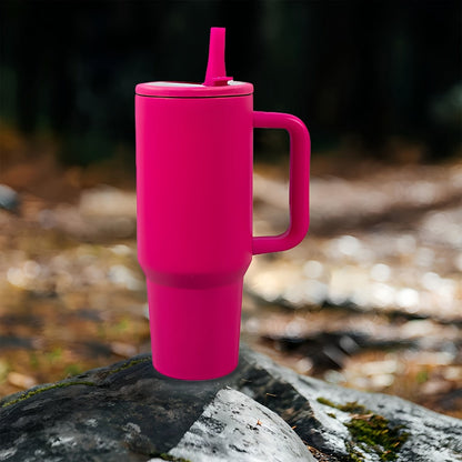 Insulated Tumbler, 40oz Stainless Steel Travel Cup with Lid, Foldable Straw and Six Color Options