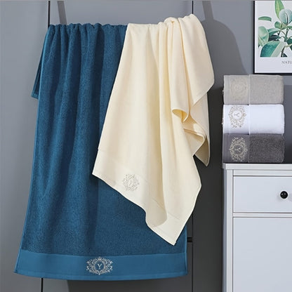 Embroidered Cotton Towel Set 3-Piece – 400g/㎡ Soft Absorbent Lint-Free Bath Towel Hand Towel Set for Home Spa Salon