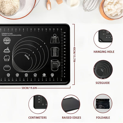 Silicone Pastry Mat Extra Thick Baking Mat with Measurements for Dough Rolling Pizza Cake for Entryways, Bedrooms and Living Spaces