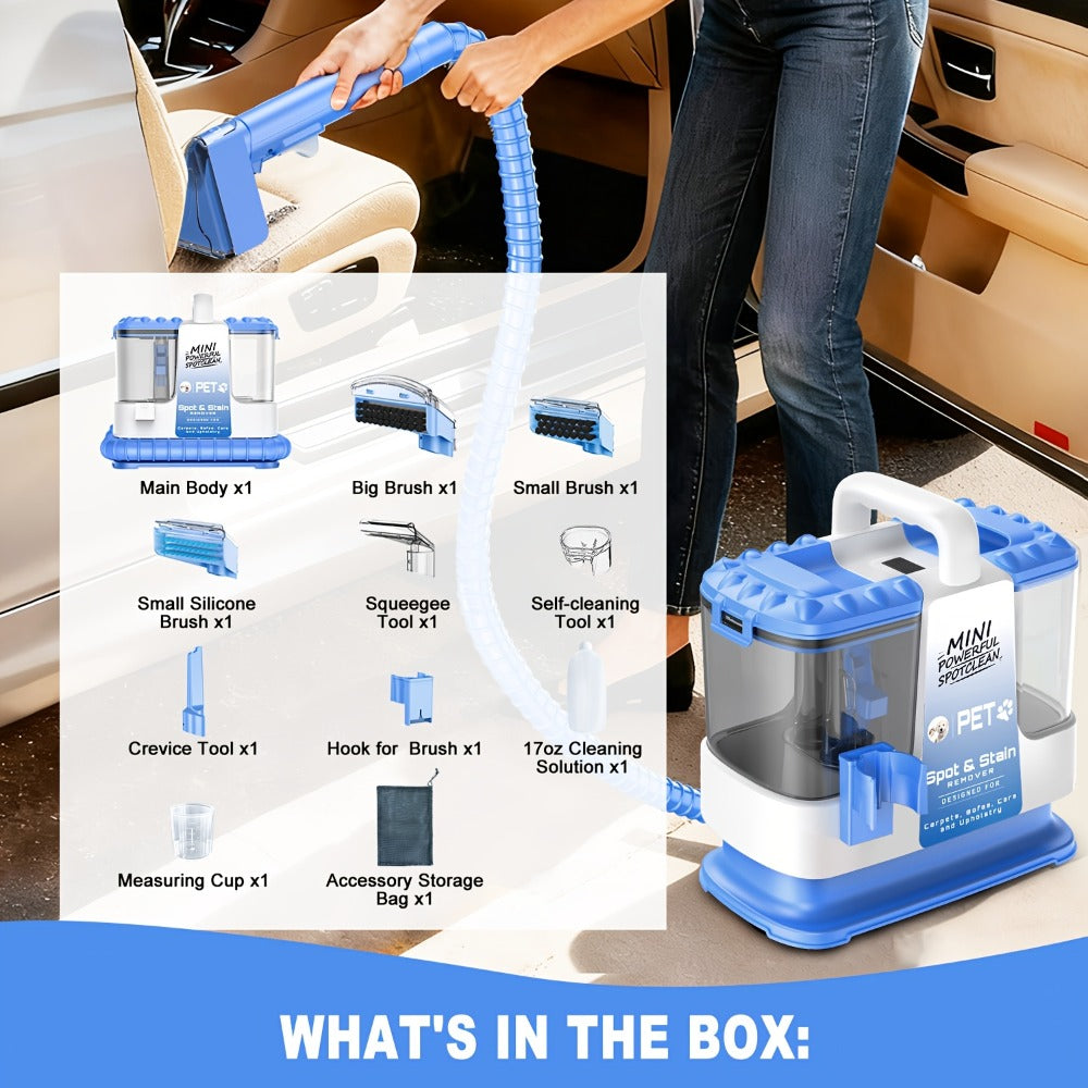 Portable Carpet Cleaner 25Kpa Upholstery Cleaner Machine with Dual Brush Heads Self-Cleaning for Entryways, Bedrooms and Living Spaces