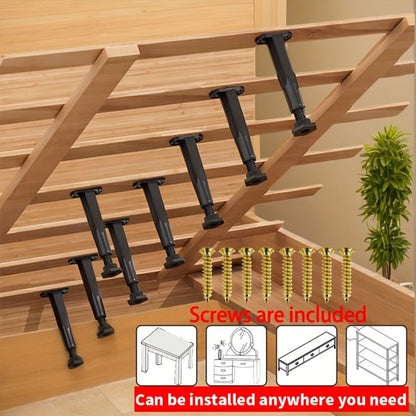Adjustable Furniture Legs Bed Frame Support 4-Pack, Durable Plastic Feet Pads with Enhanced Grip Base for Bed Sofa Dresser