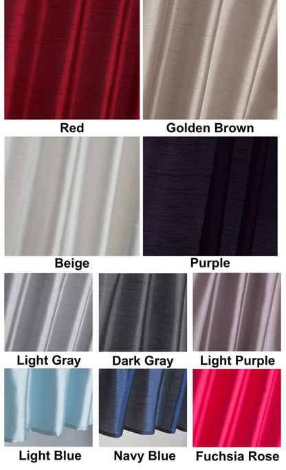 Three-Piece Faux Silk Window Curtain Set with Rod-Pocket Valance, Two 26 x 36-Inch Tiers and Eleven Colors