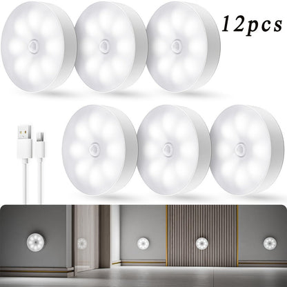 Wireless Motion Sensor Night Light USB Rechargeable - Dimmable Wall Lamp Dual Mode PIR for Home Cooking, Dining and Outdoor Meals