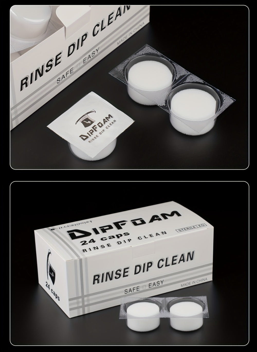 Tattoo Needle Dip Clean Cups 24pcs Foam Liner, Odorless Non-Electric Safe Cleaning for Cartridge & Traditional Needles