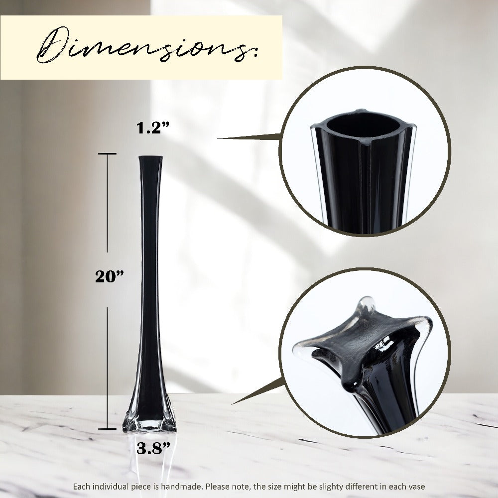 Eiffel Tower Vase Pack of 12 – Tall Glass Flower Vases for Wedding Centerpiece, Event Table Decor, Floral Arrangements & Party Decoration