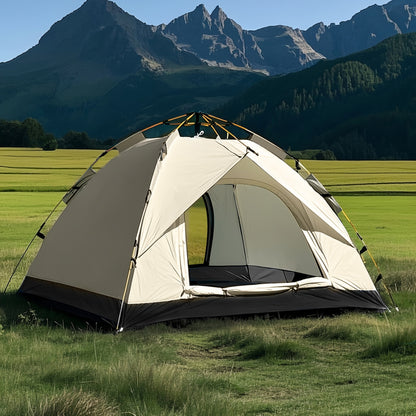 Camping Tent Automatic Pop-Up with Double Doors, Polyester Body and Four Size-Window Configurations