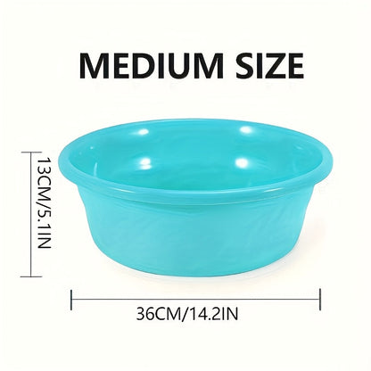 Plastic Wash Basin 12 Quart Stackable Round Tub – Portable Household Washing Bowl for Kitchen, Camping, Face Washing
