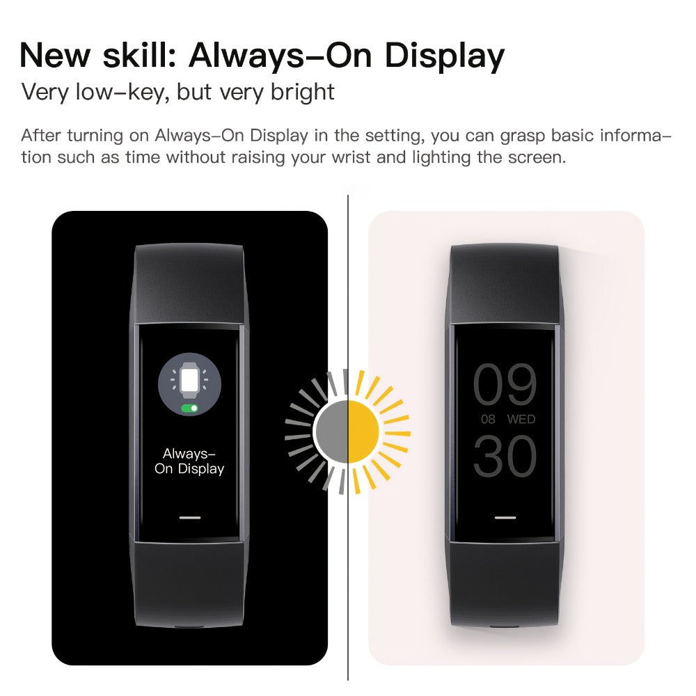 AMOLED Smart Band 1.1" Always-On Display, 14-Day Battery Life, 25 Sport Modes, Heart Rate & Sleep Tracker