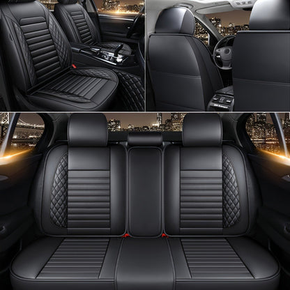 Car Seat Covers 5-Seat PU Leather Set with Front Storage Pocket, Armrest Piece and Eight Colors