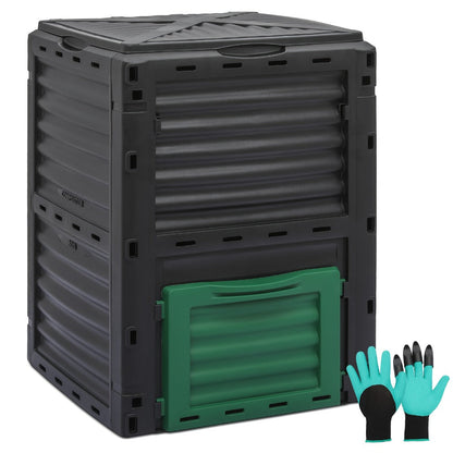 80 Gallon Large Compost Bin Outdoor Tumbler Rotating Dual Chamber Composter with Sliding Door for Garden Patio All-Season Fast Working