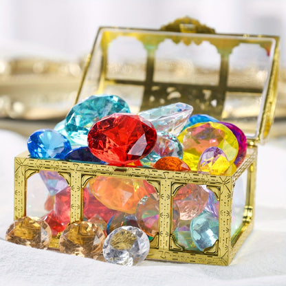 Pool Diving Gems 50 Piece Set with Pirate Treasure Chest, Underwater Acrylic Gemstone Dive Game for Kids