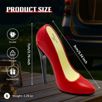 Red High-Heel Shoe Refillable Butane Lighter with Adjustable Soft Flame and Metal Body Design