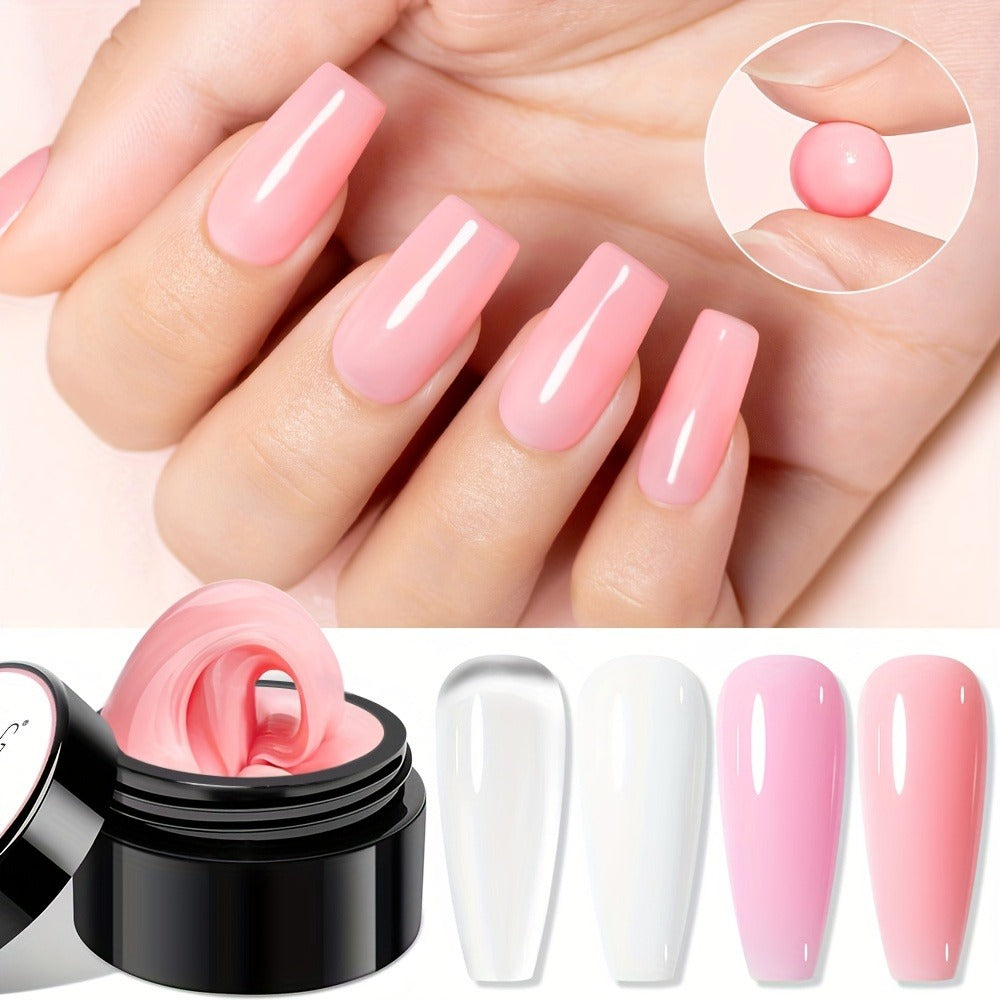Builder Gel Nail Extension Starter Kit 5pcs Clear Nude Solid – Hard Gel Sculpting Set with Flower Molds & Sculpting Brush for 3D Floral Nail