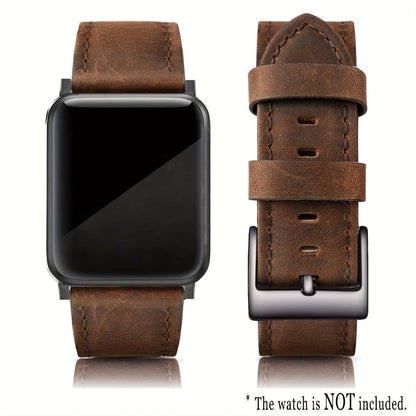 Coffee Brown Synthetic Leather Watch Band with Buckle for Apple Watch 38/40/41mm and S10 42mm