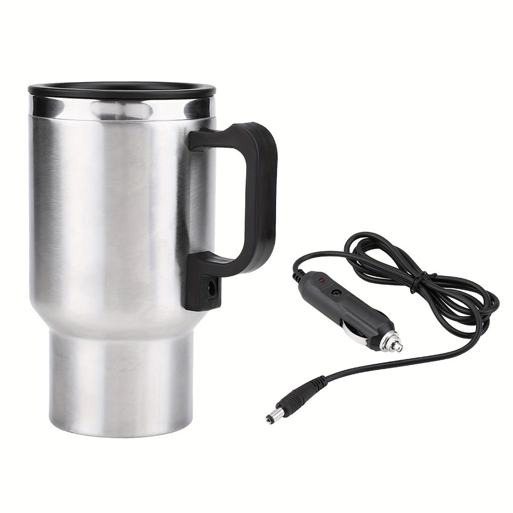 Car Electric Kettle 12V 60W 450ml Stainless Steel Keep 65C Portable Heating Thermos Cup for Entryways, Bedrooms and Living Spaces