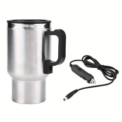 Car Electric Kettle 12V 60W 450ml Stainless Steel Keep 65C Portable Heating Thermos Cup for Entryways, Bedrooms and Living Spaces