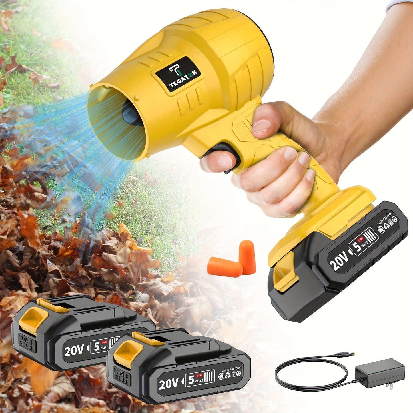 Cordless Air Blower, Electric Jet Dryer Car Snow Dust Leaf Blowing for Garden, Patio and Yard Use