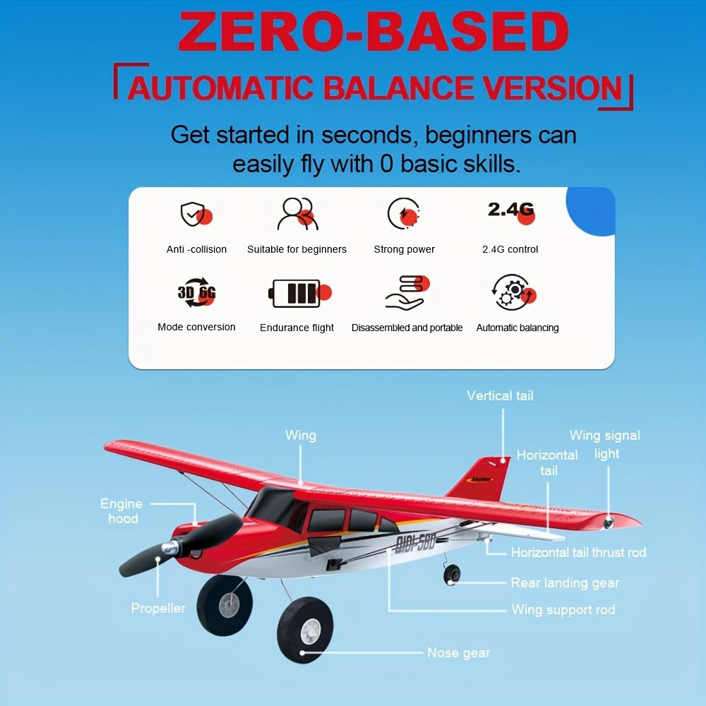 Brushless Fixed Wing RC Plane 6-Channel 6-Axis Gyro 3D Aerobatic Stunts 2 Batteries Included