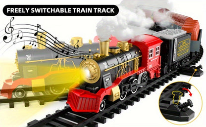 Christmas Train Set for Kids, 43PCS Electric Train Toy with Smoke, Lights & Sound, 6 Cars & 28 Tracks
