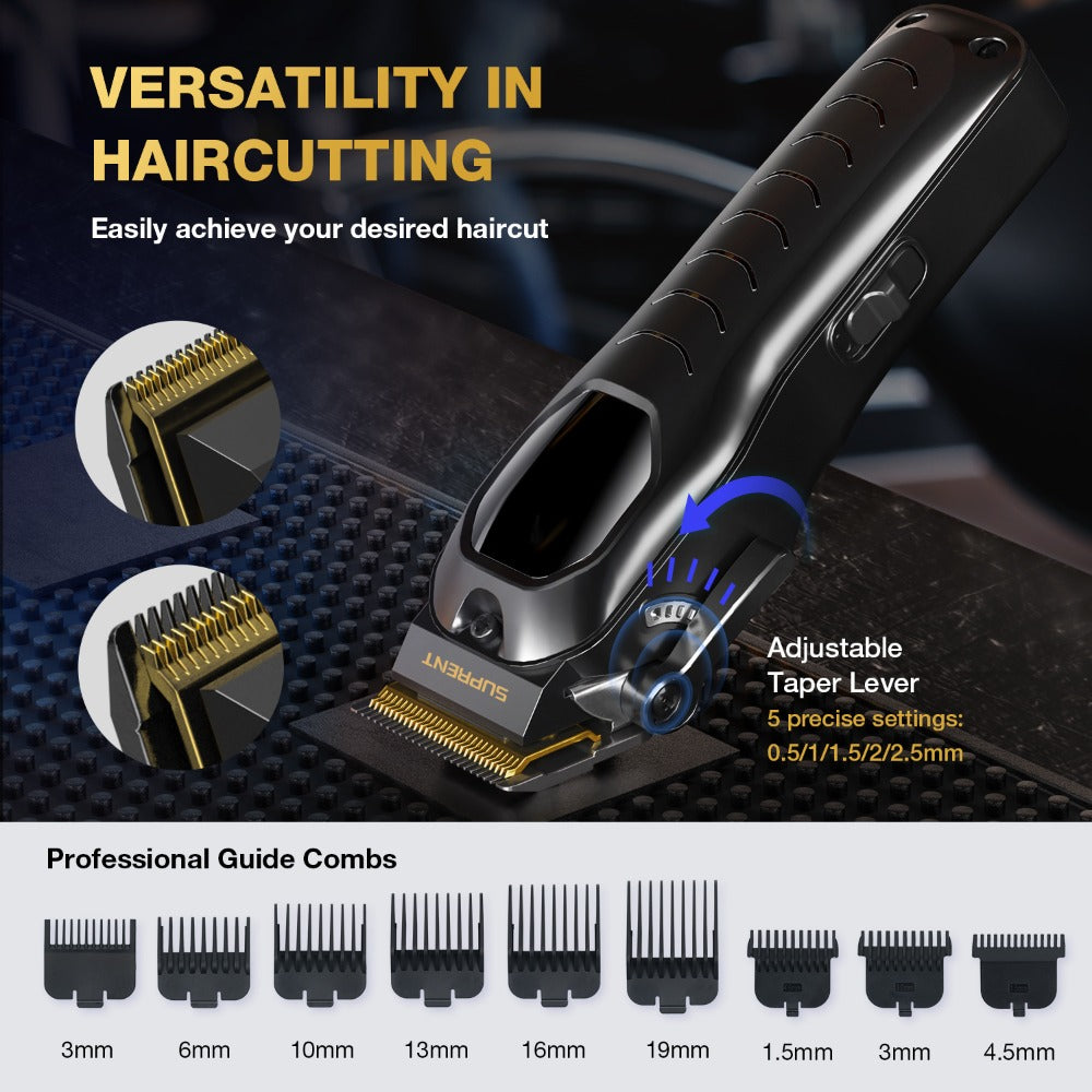 Hair Clippers & Beard Trimmer Set for Men - SUPRENT Professional Cordless Grooming Kit with T-Blade Trimmer