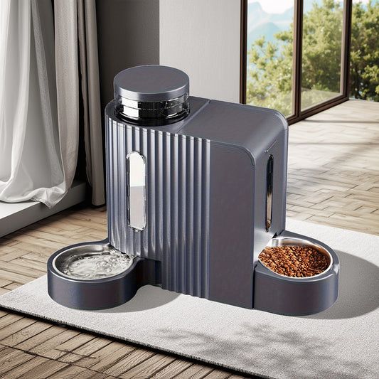 Gravity Dog Water Dispenser & Feeder 2-in-1 Set – 1.59 Gal Water + 5.73 lb Food, Automatic No-Electric Gravity Feeding Station with 304
